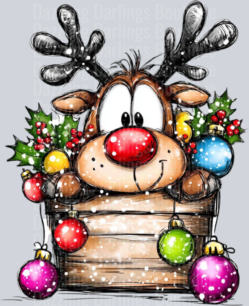 Hand-drawn Christmas Reindeer Bucket