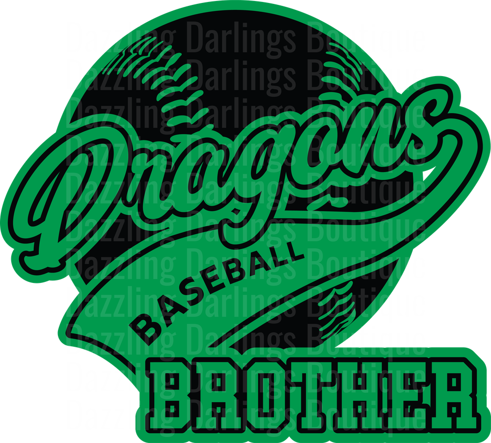Dragons Baseball Brother Green Logo Design