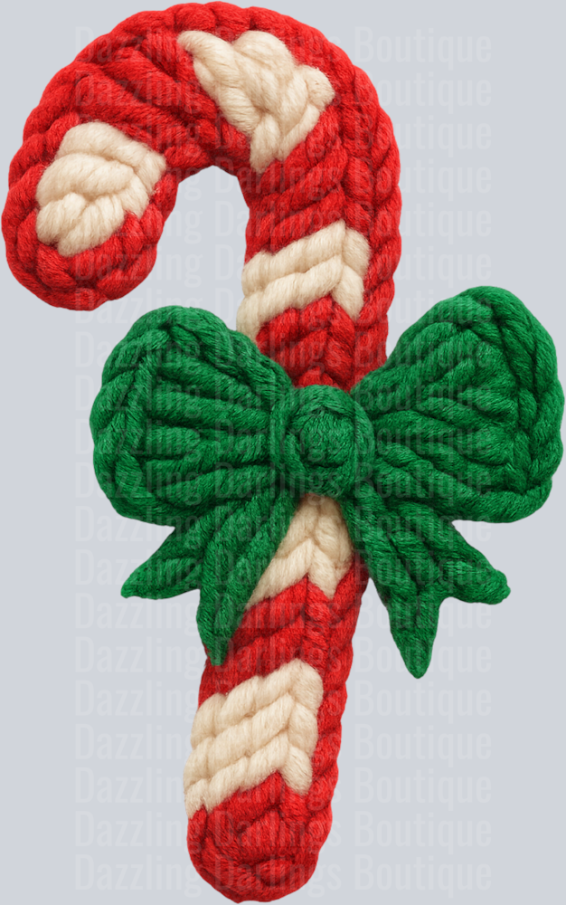 CANDY CANE BOW FAUX YARN