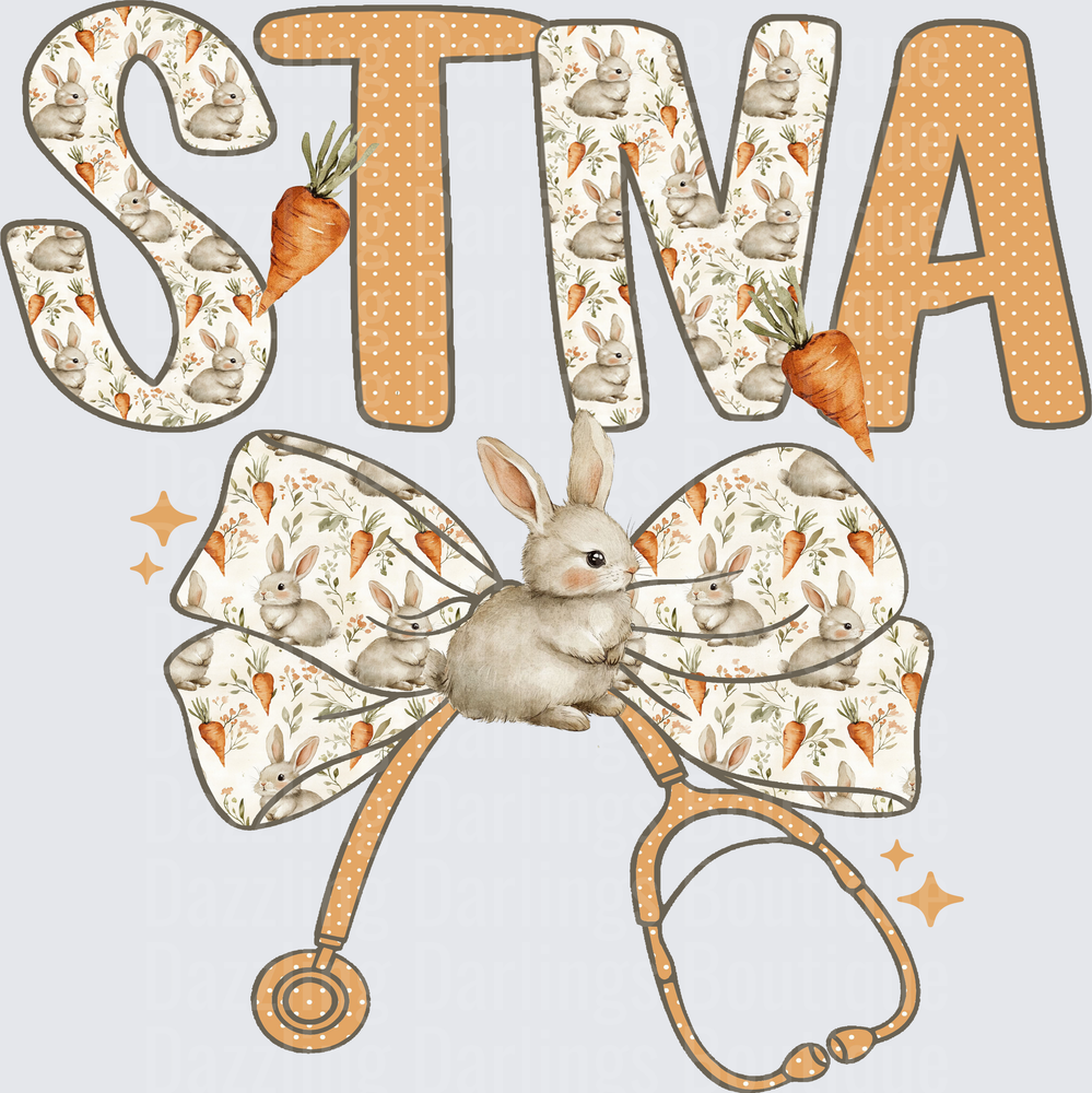 Personalized Name with Easter Bunny Stethoscope Medical Theme