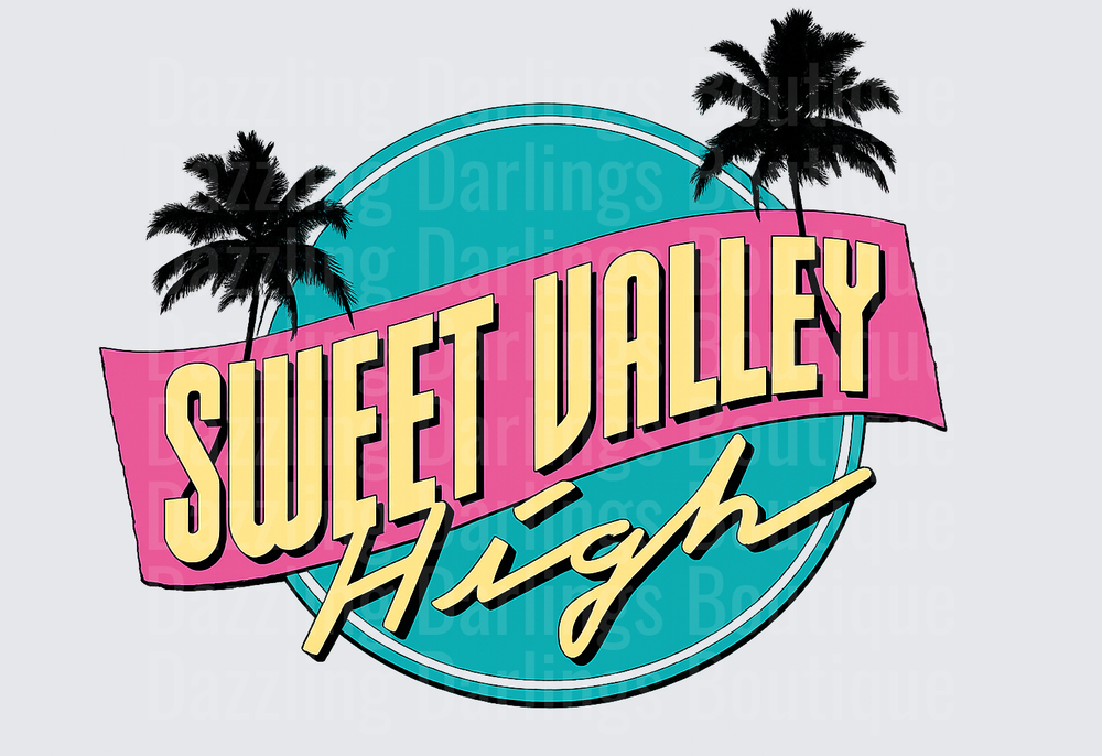 Sweet Valley High Logo with Palm Trees and Teal Circle