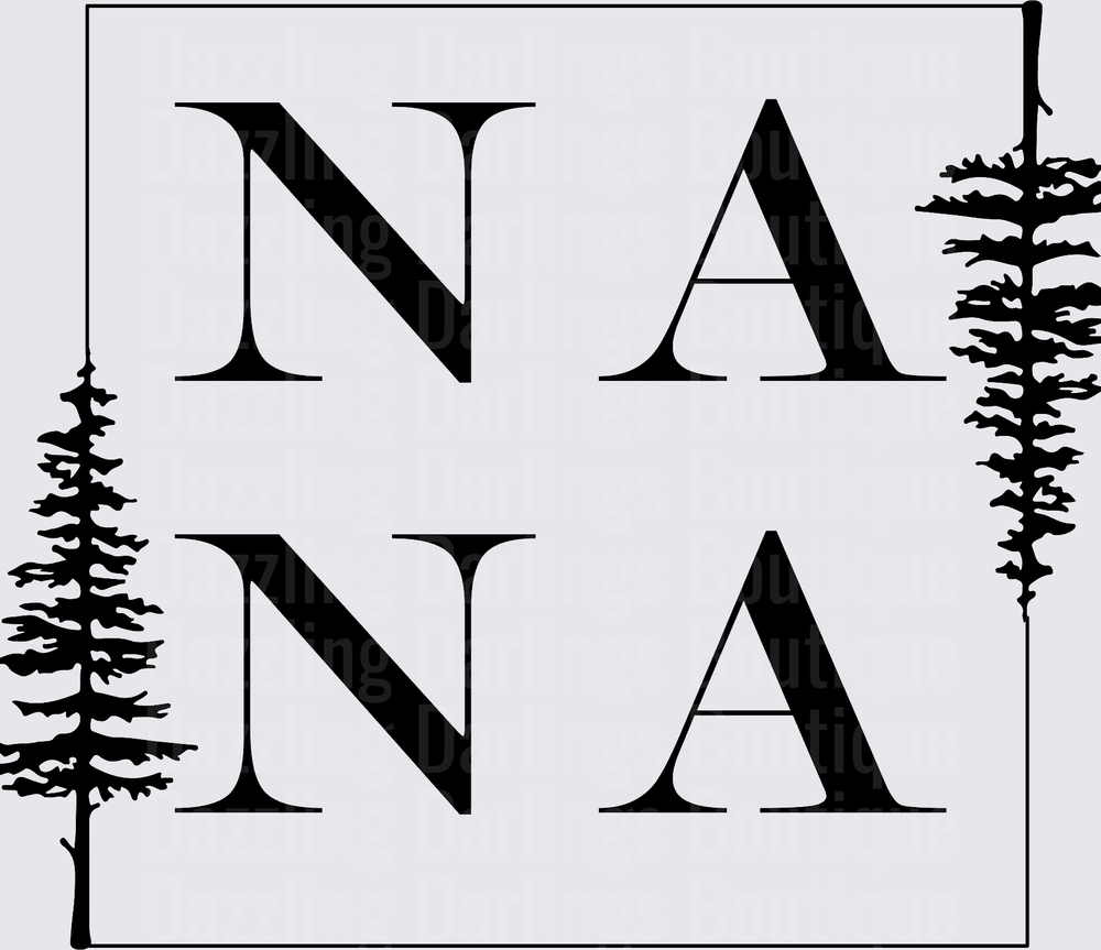 NANA with Pine Trees Border Frame Design