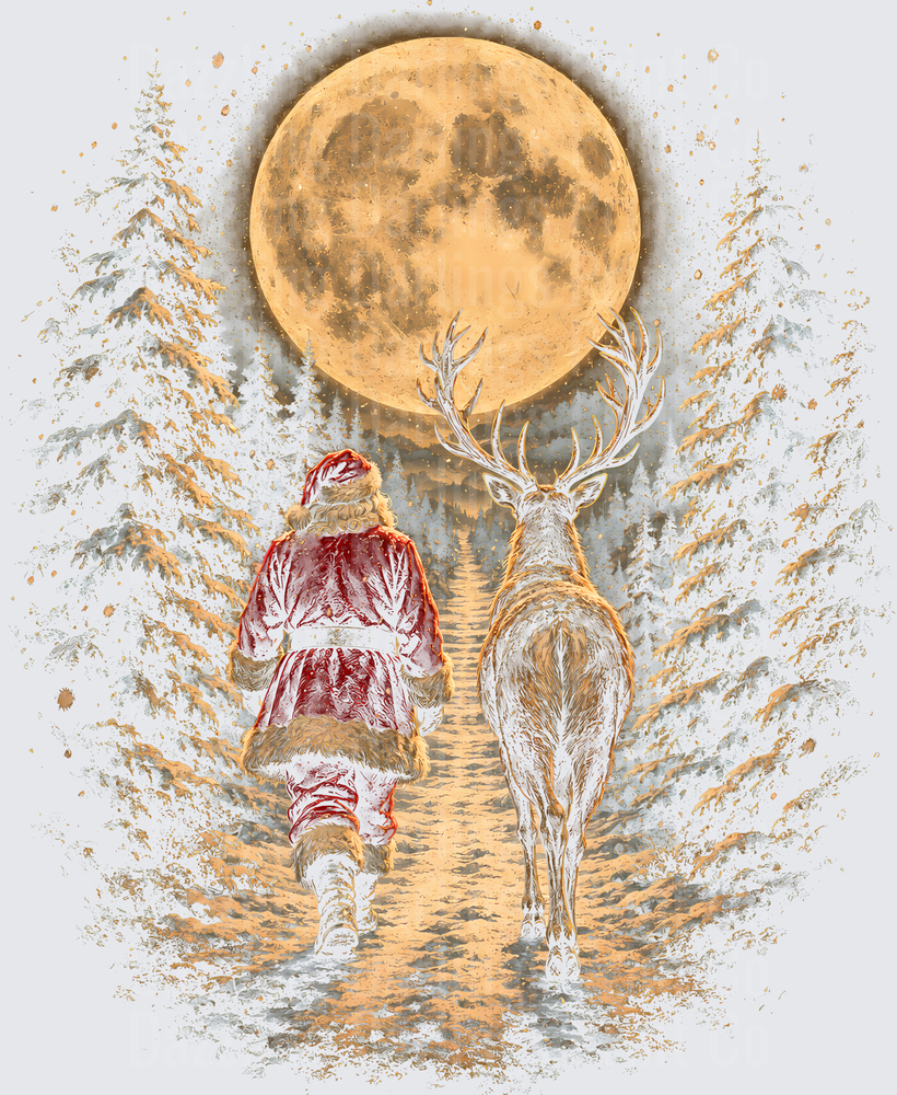 Santa and Reindeer Walking