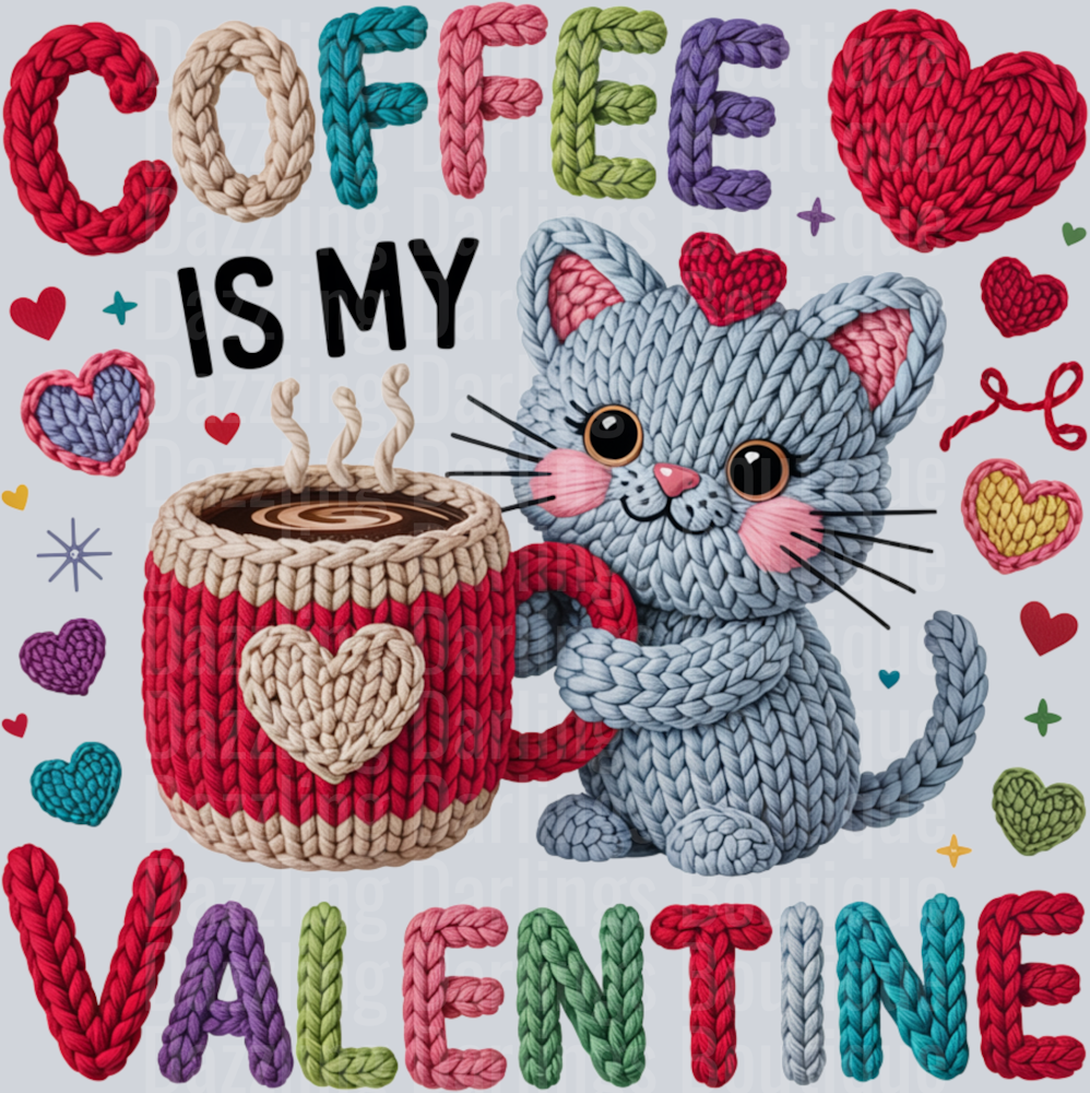 COFFEE IS MY VALENTINE CAT YARN