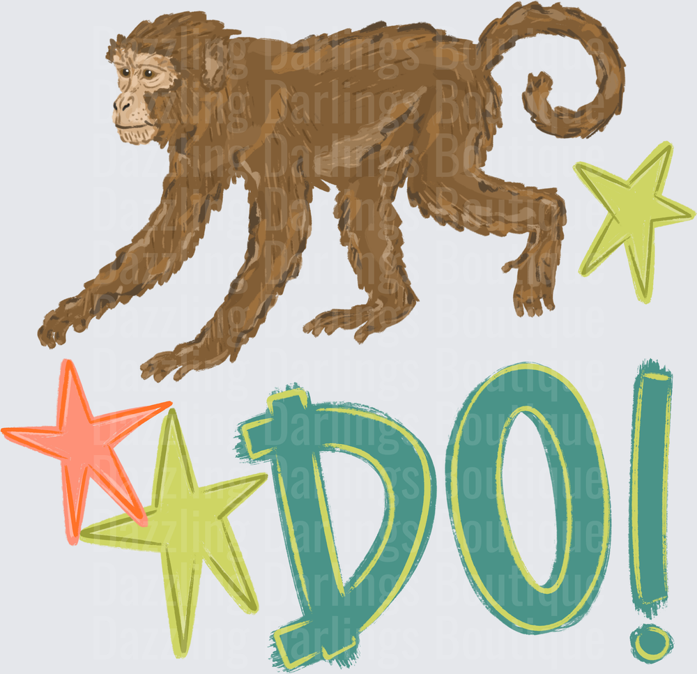 Brown Monkey with Colorful Stars and DO! Text