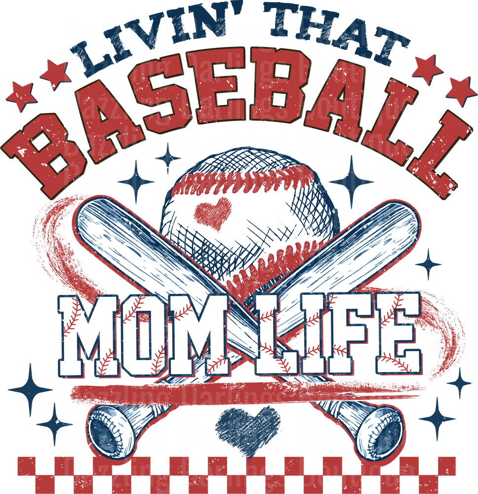 Livin That Baseball Mom Life with Crossed Bats and Heart