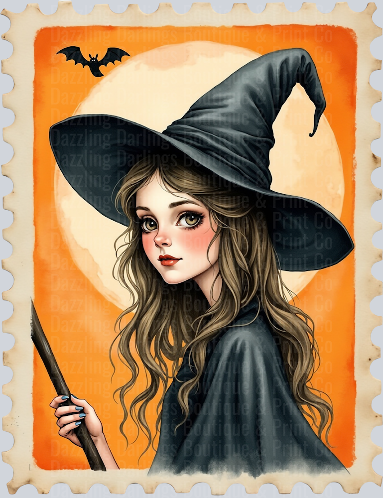 HALLOWEEN FALL WITCH STAMP DTF TRANSFER