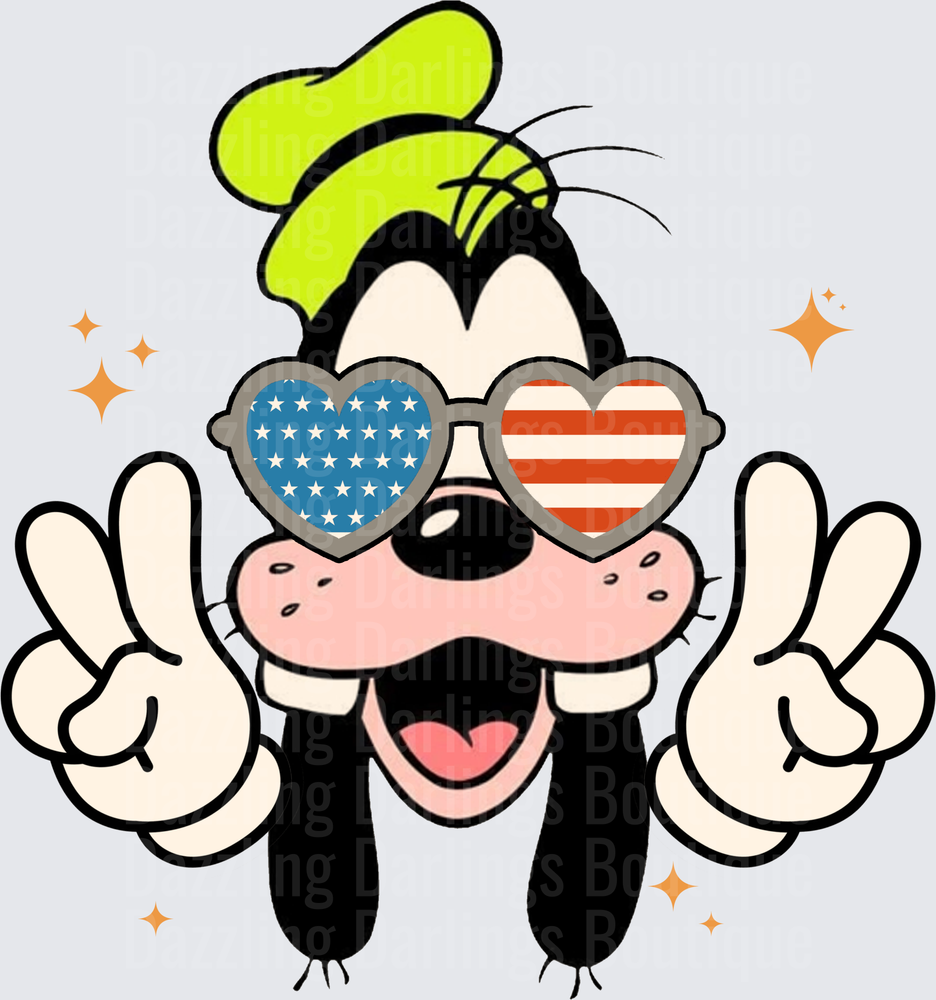 Goofy Patriotic Heart Sunglasses Peace Signs 4th of July