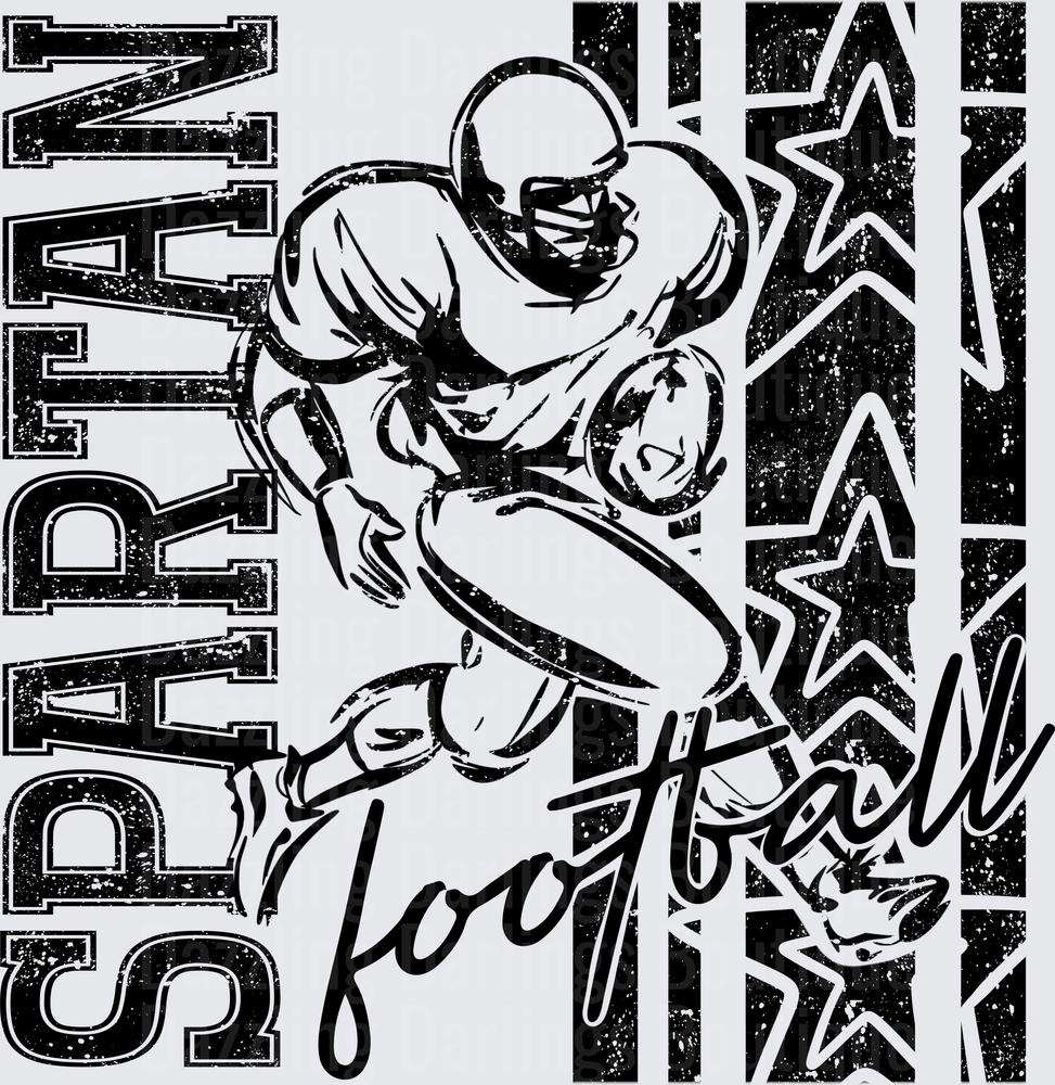 Spartan Football Player Grunge Stars Vintage Graphic