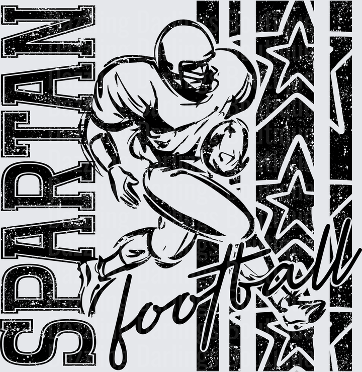 Spartan Football Player Grunge Stars Vintage Graphic