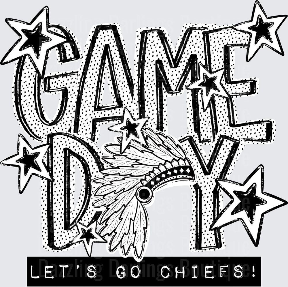 Game Day Let's Go Chiefs Native Headdress Stars Design