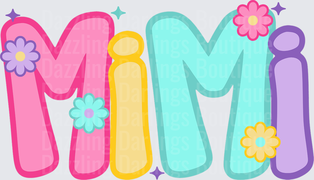 Mimi Colorful Floral Letters with Sparkles Design