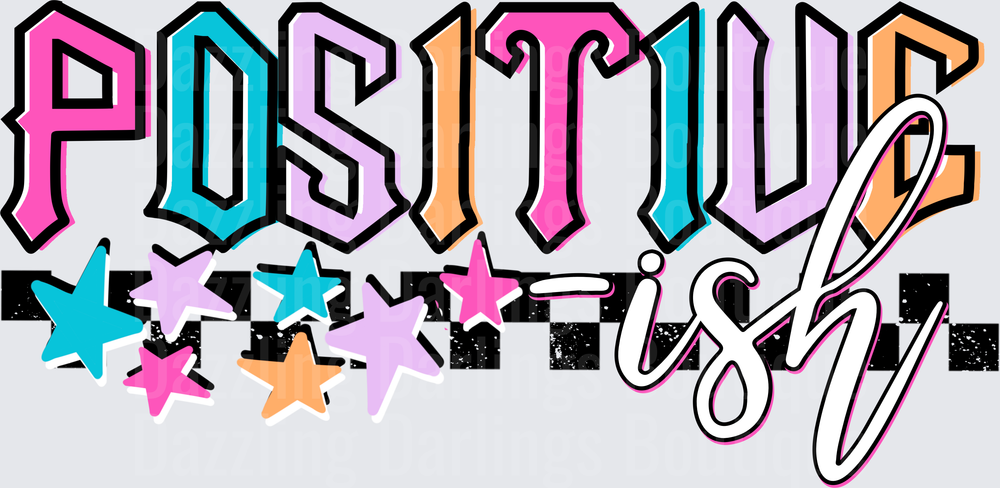 Positive Vibes Typography with Colorful Stars and Script Font