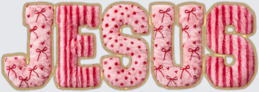 JESUS Pink Girly Bow Pattern Letters