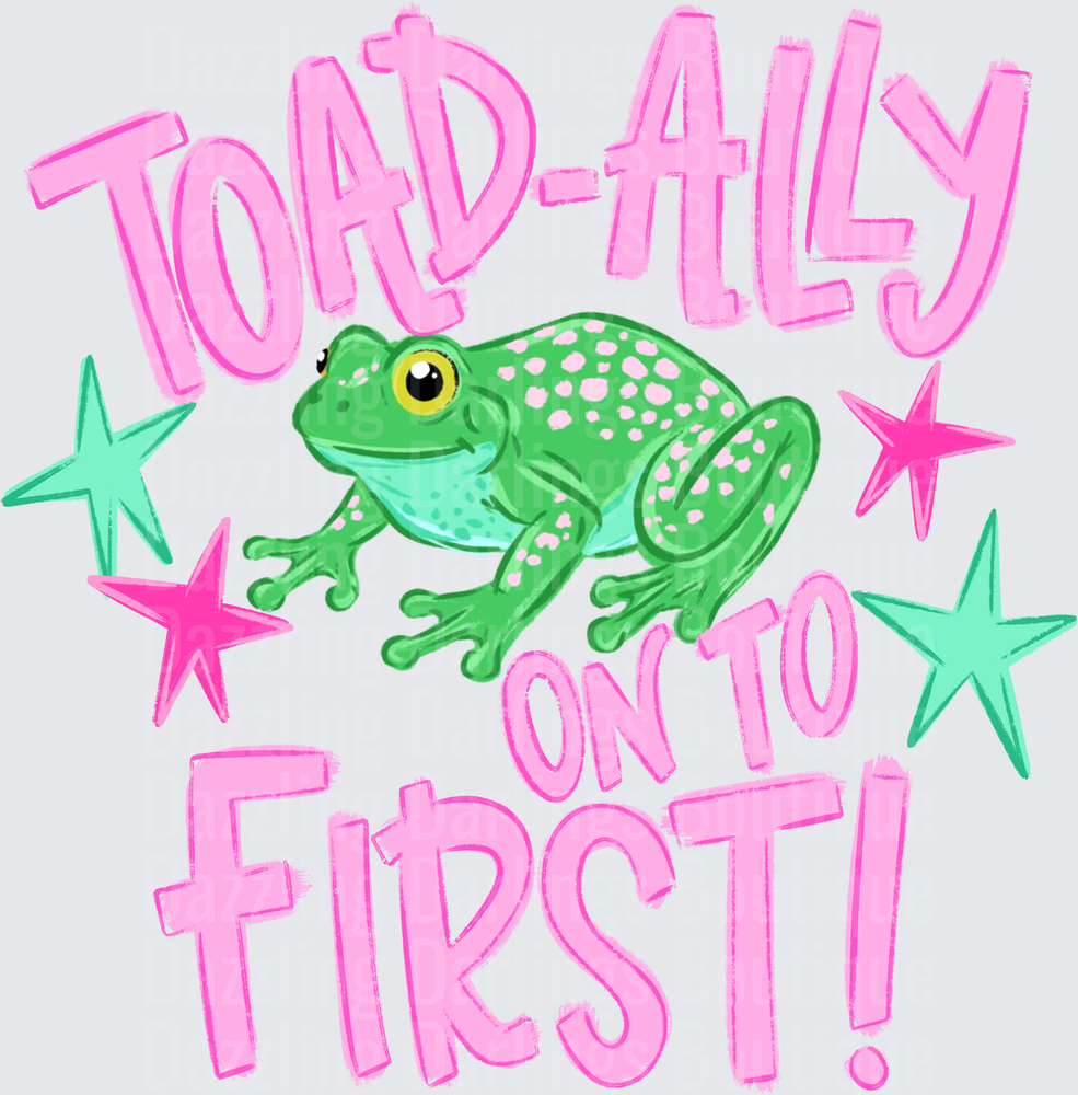 Toad-ally On To First Cute Frog with Pink Stars