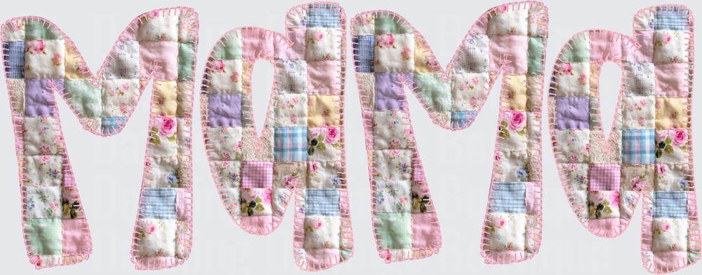 Patchwork Quilt Pattern MOM Text Design