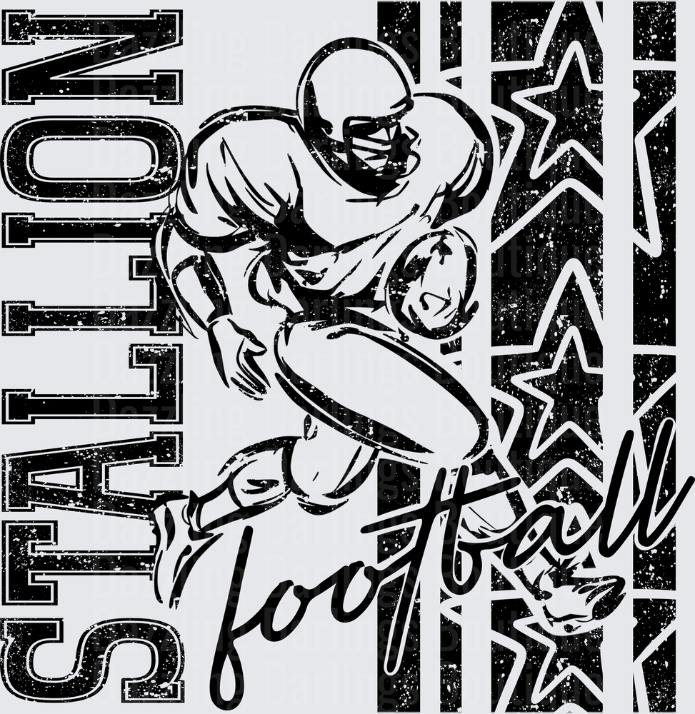 Stallion Football Player Running Back Grunge Stars Design