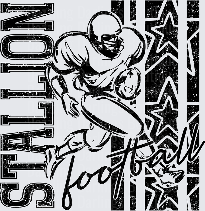 Stallion Football Player Running Back Grunge Stars Design
