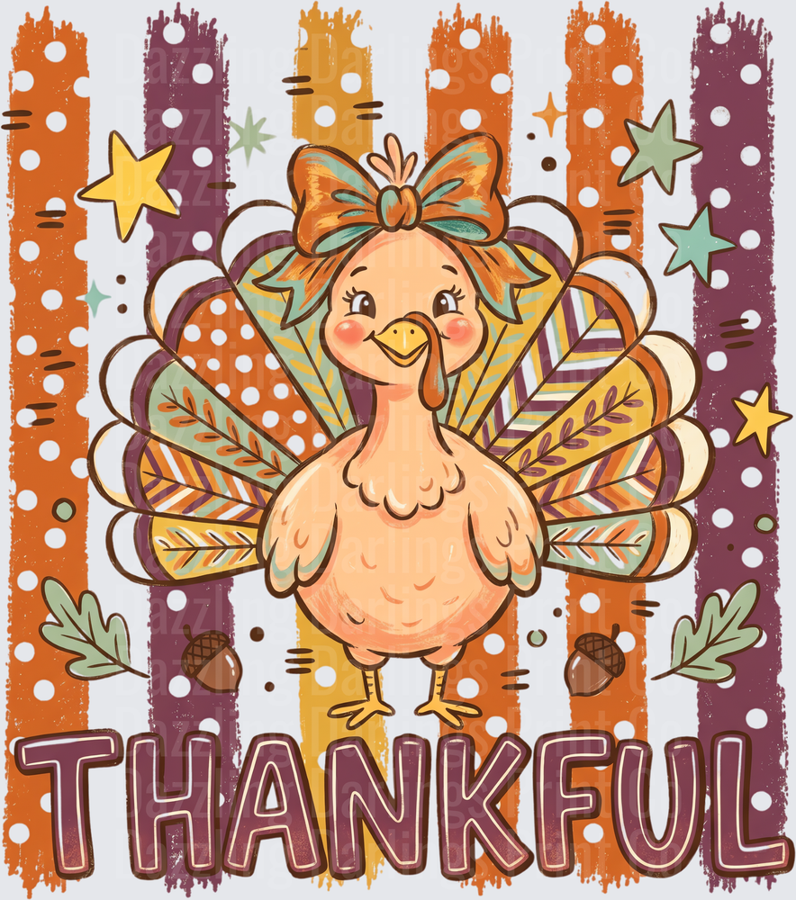 Polkadot Striped Thankful Turkey