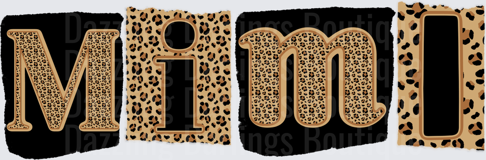 Leopard Print MIMI Letters with Black Background