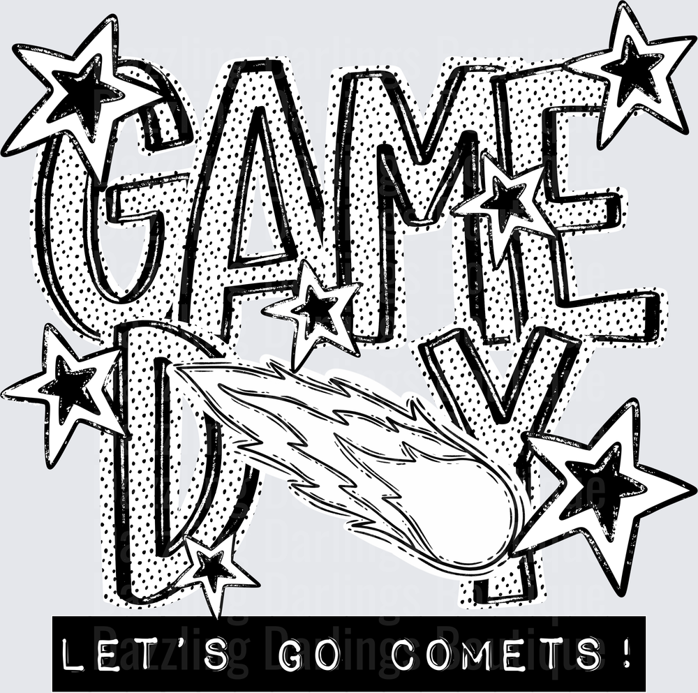 Game Day Let's Go Comets Stars and Shooting Comet Design