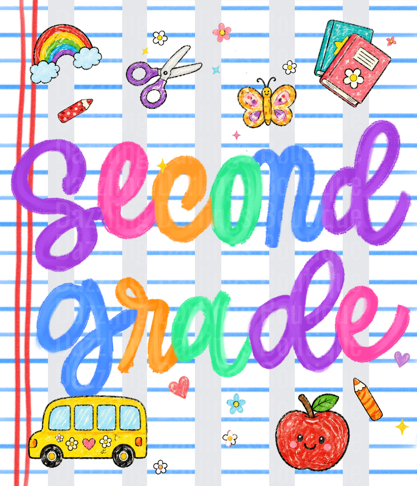 Second Grade Rainbow School Doodles Back to School Design