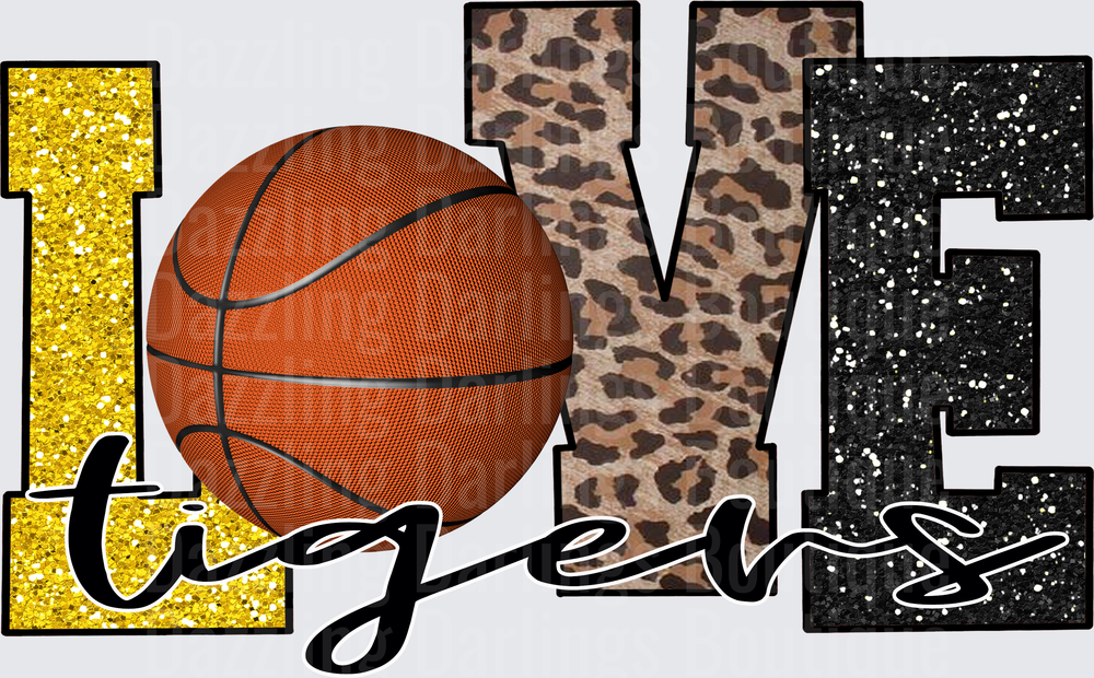 Love Tigers Basketball Glitter Leopard Print Design