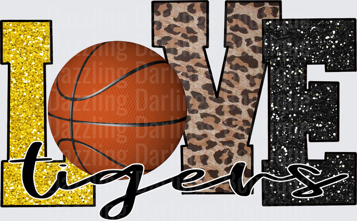 Love Tigers Basketball Glitter Leopard Print Design