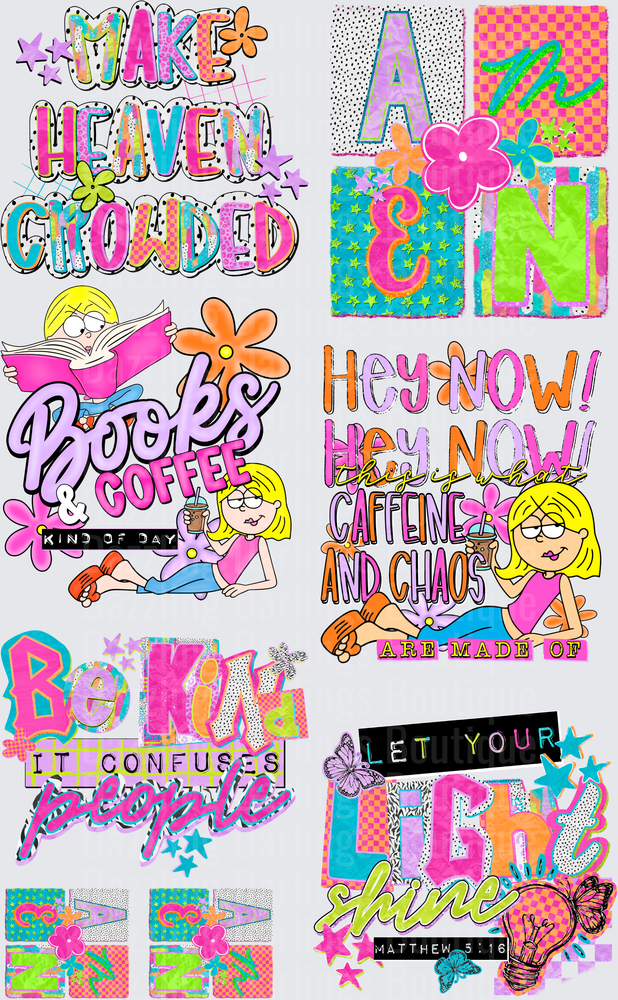Colorful Inspirational Quote Bundle with Retro Cartoon Girl