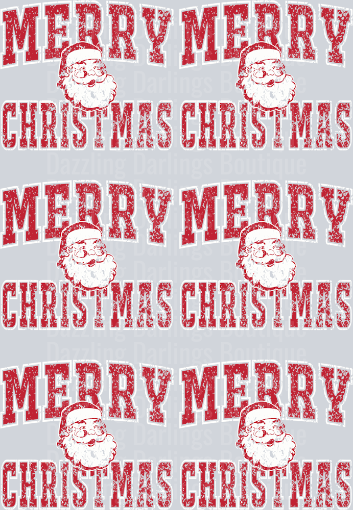 Merry Christmas Santa Red Collegiate Premade Gang Sheet