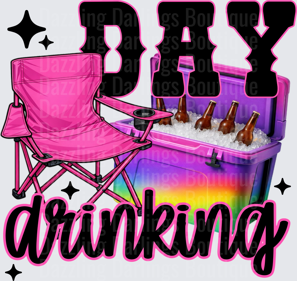 Day Drinking Pink Chair Rainbow Cooler Beer Bottles