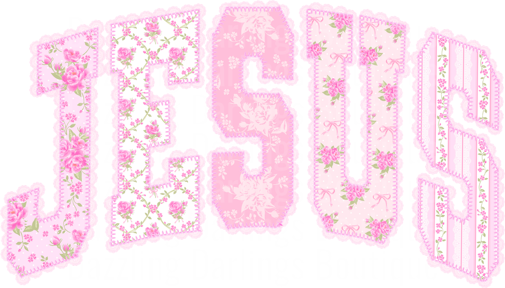 JESUS Pink Floral Shabby Chic Patchwork Letters