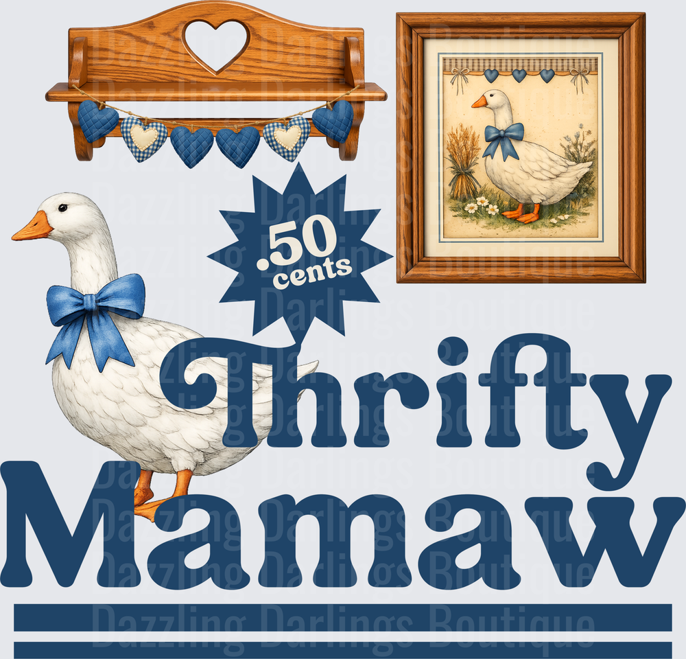 Thrifty Mamaw Goose with Blue Bow Country Kitchen Design