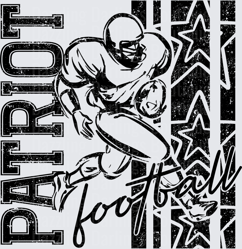 Patriot Football Player Running Back Stars Grunge Graphic