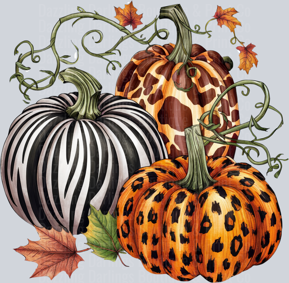 Halloween Fall Pumpkin Zebra Leopard Giraffe Vines