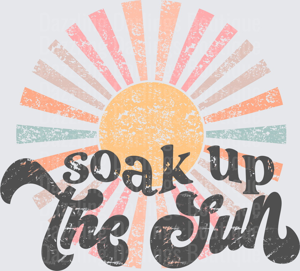 Soak Up The Sun Retro Vintage Distressed Sunburst Design