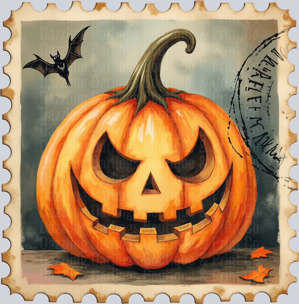 HALLOWEEN FALL SPOOKY PUMPKIN STAMP DTF TRANSFER