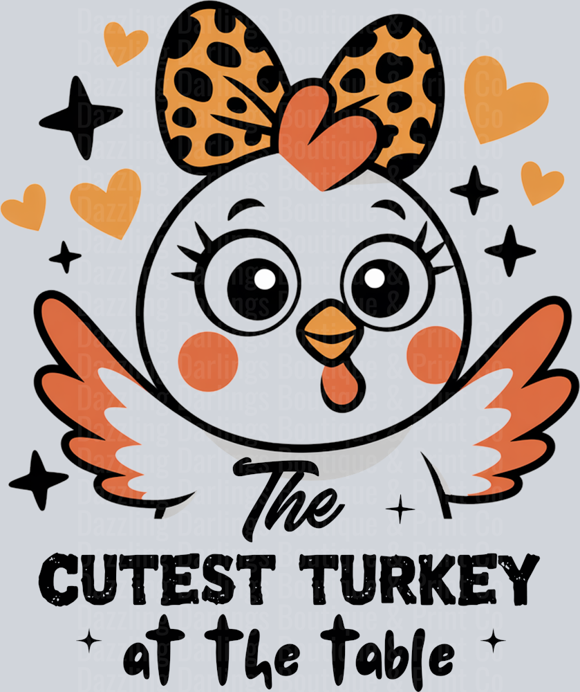 HALLOWEEN FALL DTF TRANSFER CUTEST TURKEY AT THE TABLE THANKSGIVING