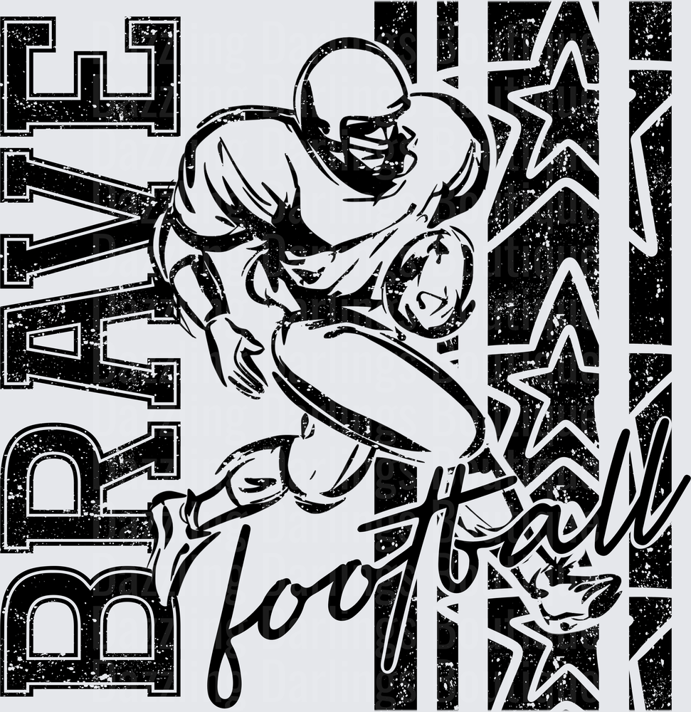Brave Football Player Running Back Grunge Stars Design