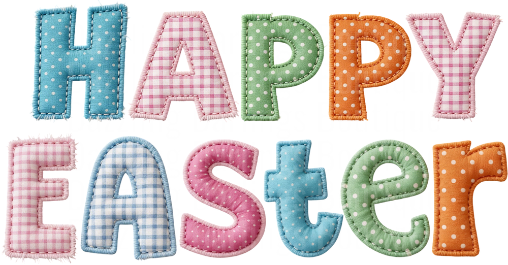 Happy Easter Patchwork Fabric Style Letters