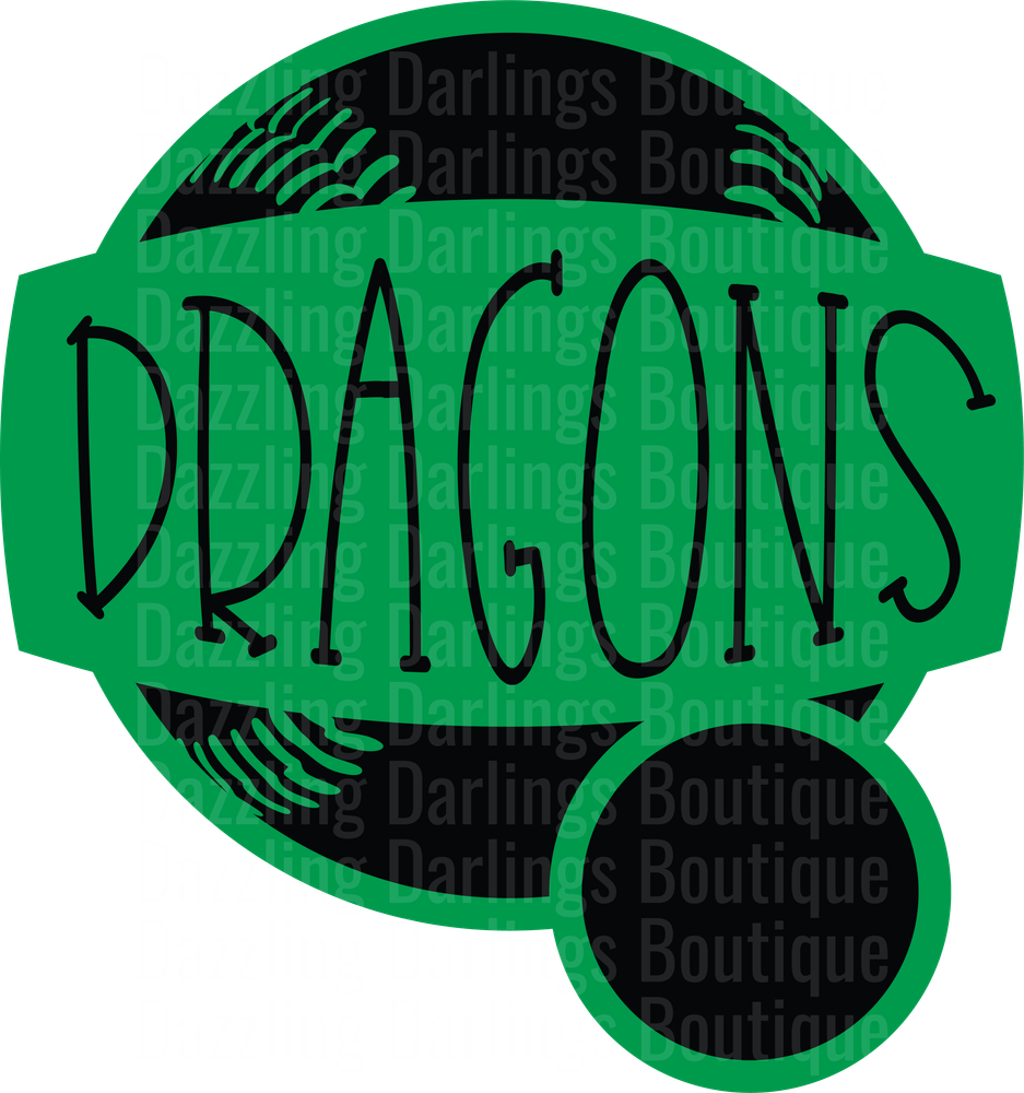 Dragons Baseball Team Logo Green and Black