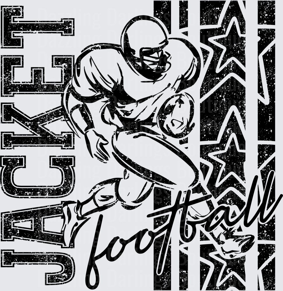 Tackle Football Running Back Stars Grunge Varsity Design