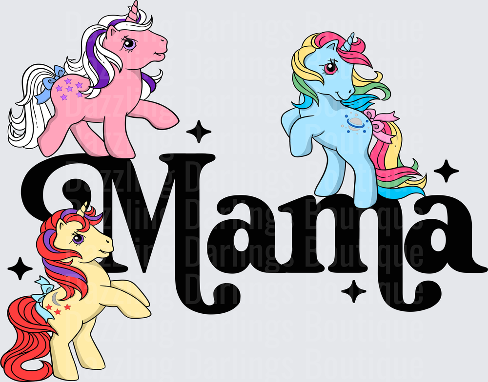 My Little Pony Mama Design with Three Colorful Ponies