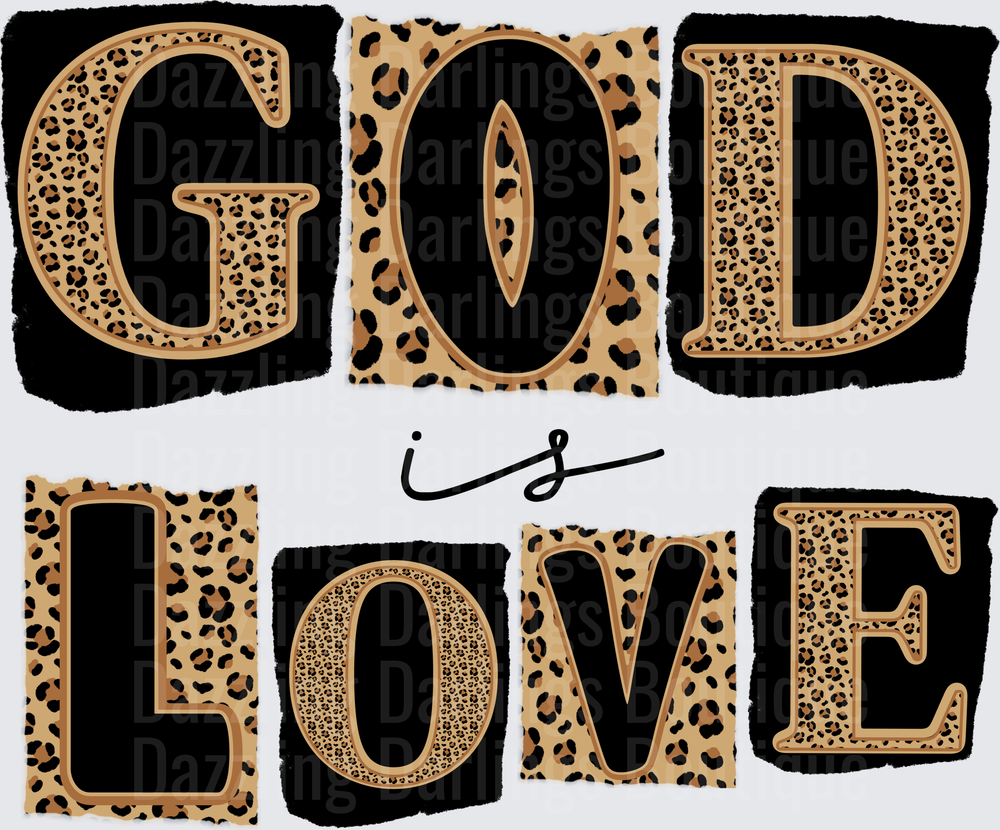 God is Love Leopard Print Typography Design