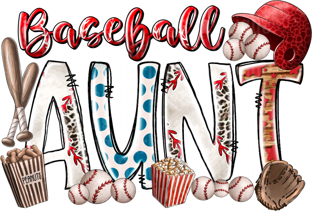 Baseball Aunt with Leopard Print and Polka Dot Letters