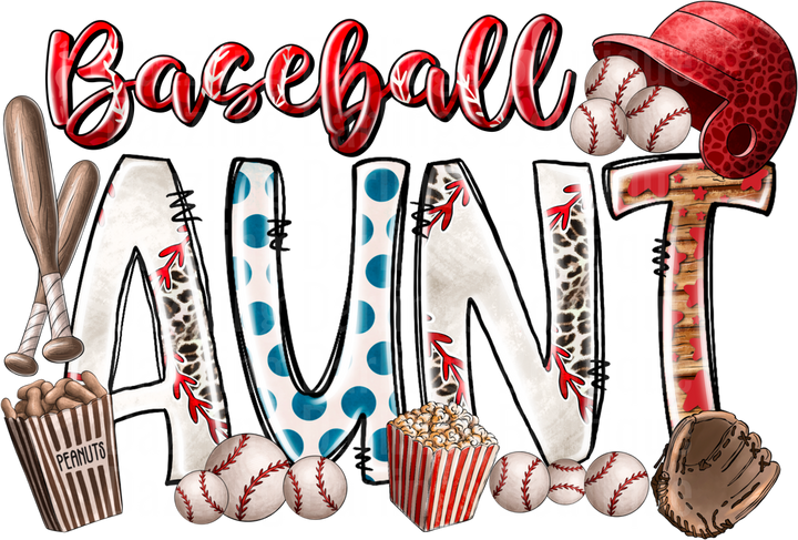 Baseball Aunt with Leopard Print and Polka Dot Letters