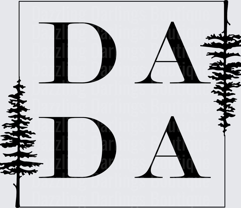 DADA Typography Design with Pine Tree Silhouettes