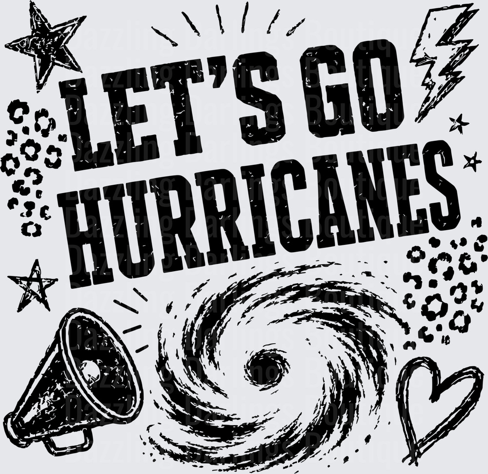 Let's Go Hurricanes Grunge Spirit Megaphone Swirl Design