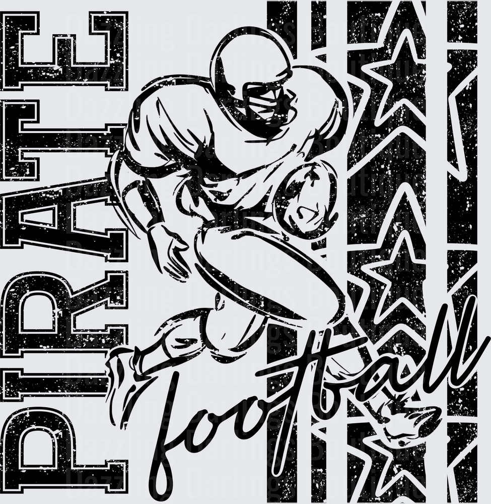 Pirate Football Player Running Back Stars Grunge Design