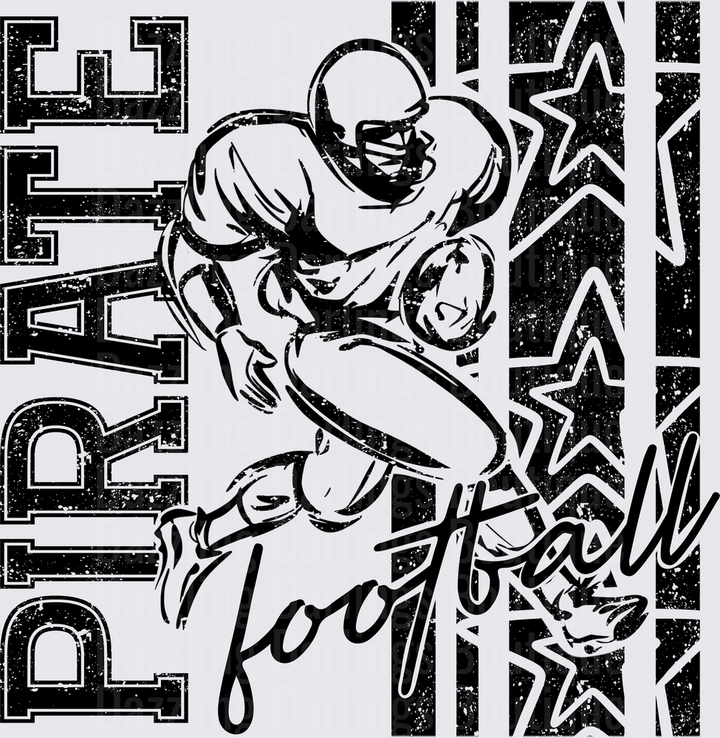 Pirate Football Player Running Back Stars Grunge Design